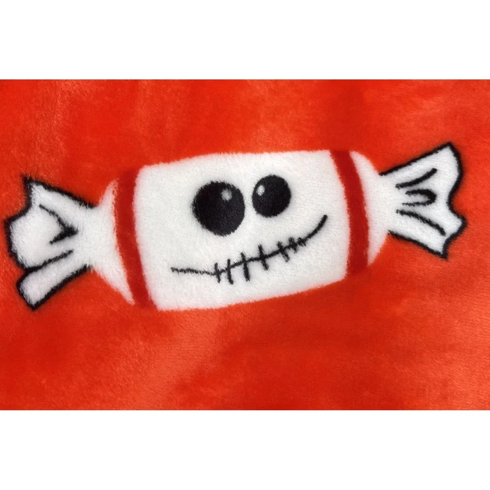 Tootsie Roll Candy Halloween Plush Throw Blanket 60 x 70 Orange/Black